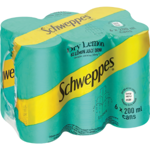 Schweppes Dry Lemon Soft Drink Cans 6 x 200ml