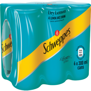 Schweppes Dry Lemon Soft Drink Cans 6 x 300ml