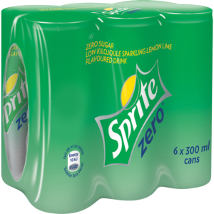 Sprite Zero Sparkling Lemon Flavoured Soft Drink Cans 6 x 300ml