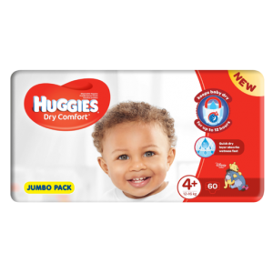 Huggies Dry Comfort Jumbo Pack Size 4+ Diapers 60 Pack