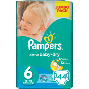 Pampers Active Extra Large Baby-Dry Nappies 44 Pack