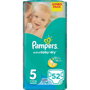 Pampers Active Junior Baby-Dry Nappies 52 Pack