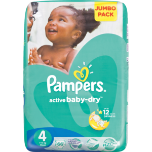 Pampers Active Maxi Baby-Dry Nappies 66 Pack