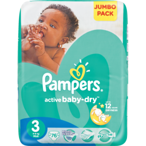 Pampers Active Midi Baby-Dry Nappies 76 Pack