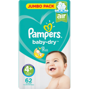 Pampers Maxi+ Baby-Dry Nappies 62 Pack