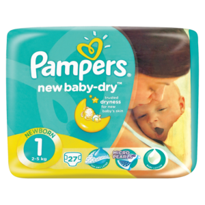 Pampers New Baby Dry Size 1 Nappies 27 Pack