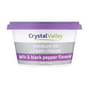 Crystal Valley Medium Fat Garlic & Black Pepper Flavoured Cream Cheese 175g