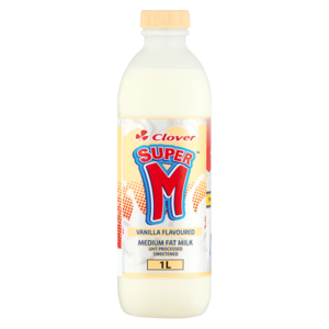 Clover Super M Vanilla Flavoured Medium Fat Milk 1L