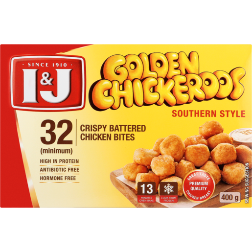 I&J Golden Chickeroos Southern Style Crispy Battered Chicken Bites 400g