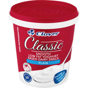 Clover Classic Smooth Plain Low Fat Yoghurt Based Dairy Snack 1kg