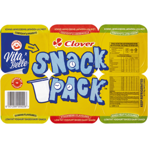 Clover Snack Pack Banana/Strawberry/Mixed Fruit Yoghurt Based Dairy Snack 6 x 70g