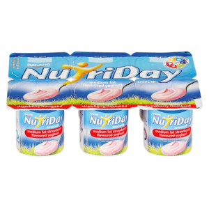 Nutriday Medium Fat Smooth Strawberry Multipack Yoghurt 6 x 100g