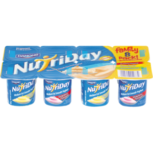 Nutriday Smooth Strawberry/Banana/Mixed Fruit Multipack Yoghurt 8 x 100g