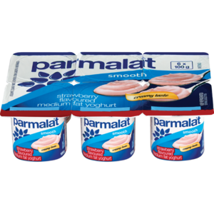 Parmalat Smooth Medium Fat Strawberry Multipack Yoghurt 6 x 100g