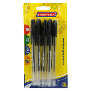 Penflex Black Ballpoint Pen 10 Pack