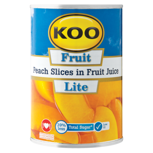 Koo Lite Peach Slices In Fruit Juice Can 410g