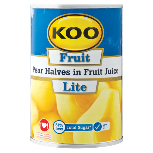 Koo Lite Pear Halves In Fruit Juice Can 410g