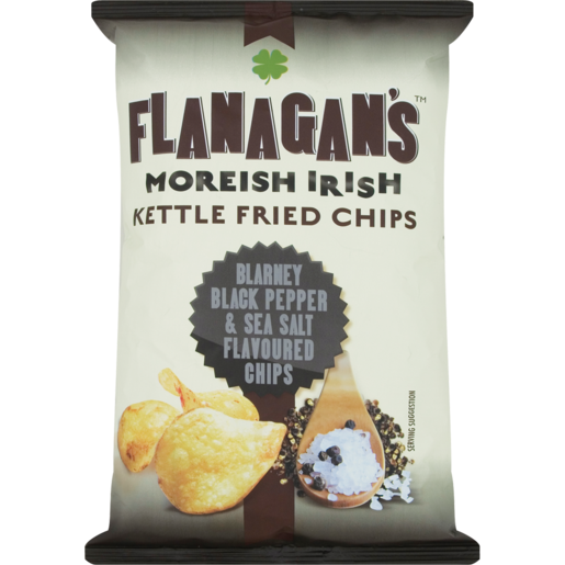 Flanagan's Moreish Irish Blarney Black Pepper & Sea Salt Flavoured Kettle Fried Chips 125g