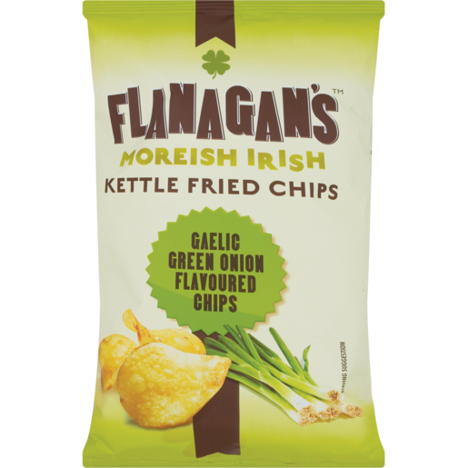 Flanagan's Moreish Irish Gaelic Green Onion Flavoured Kettle Fried Chips 125g