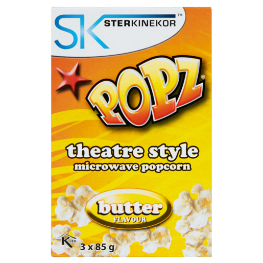 Ster Kinekor Popz Theatre Style Butter Flavoured Microwave Popcorn 3 x 85g