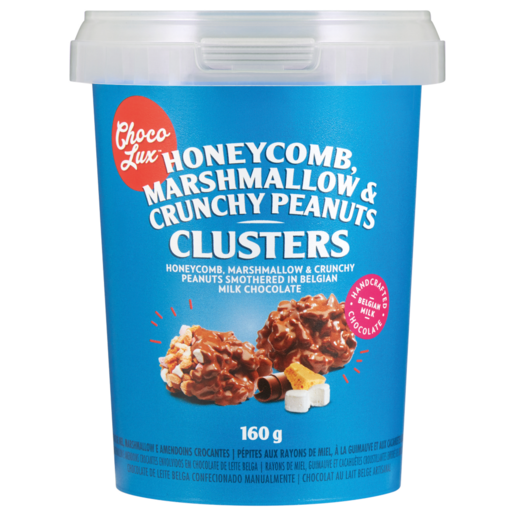 Choco Lux Honeycomb, Marshmallow & Crunchy Peanuts Chocolate Clusters Tub 160g