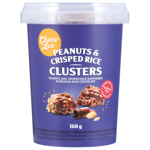 Choco Lux Peanuts & Crisped Rice Chocolate Clusters Tub 160g