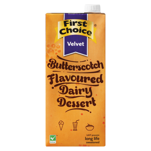 First Choice Velvet Butterscotch Flavoured Diary Dessert 1L