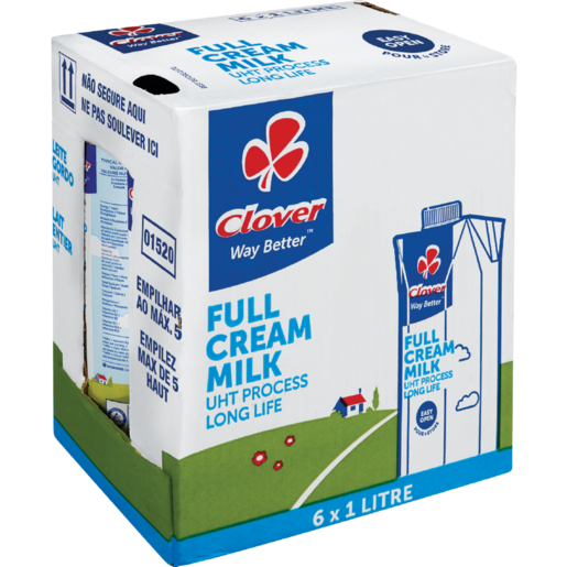 Clover UHT Long Life Full Cream Milk Carton 6 x 1L