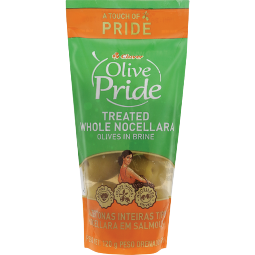 Clover Olive Pride Treated Whole Nocellara Olives In Brine 120g