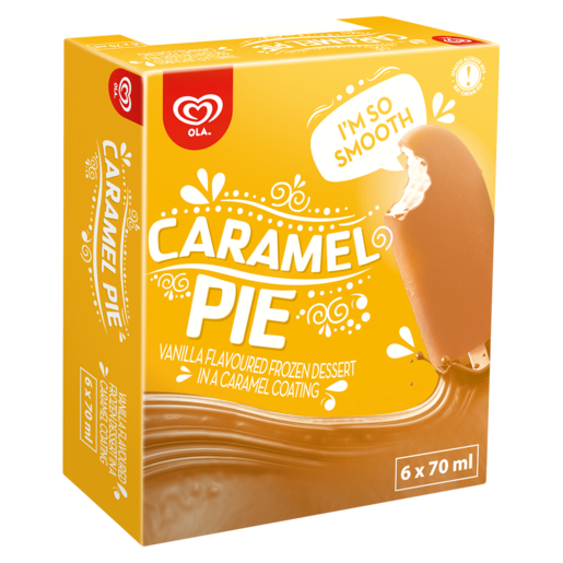 Ola Caramel Pie Vanilla Flavoured Ice Cream Sticks 6 x 70ml