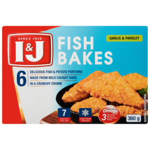 I&J Frozen Garlic & Parsely Flavoured Fish Bakes 360g