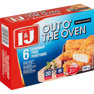 I&J Frozen Oven Black Pepper Crumbed Pepper Fish 500g