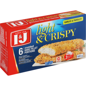 I&J Light & Crispy Garlic & Parsley 6 Crumbed Hake Fillet Portions 500g