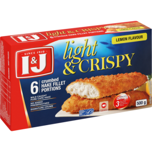 I&J Light & Crispy Lemon Flavoured 6 Crumbed Hake Fillet Portions 500g