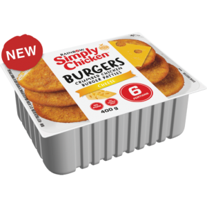 Rainbow Simply Chicken Frozen Chicken & Cheese Burgers 400g