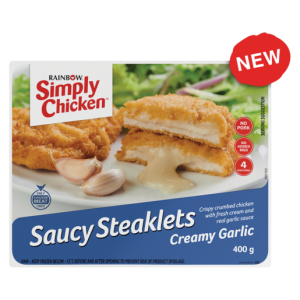 Rainbow Simply Chicken Saucy Steaklets Creamy Garlic 400g