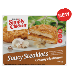 Rainbow Simply Chicken Saucy Steaklets Creamy Mushroom 400g