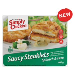 Rainbow Simply Chicken Saucy Steaklets Spinach & Feta 400g