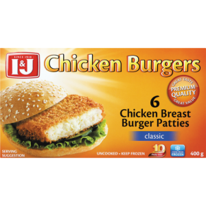 I&J Frozen Chicken Breast Burger Patties 400g