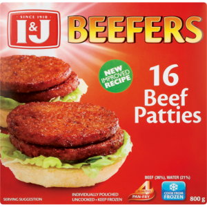 I&J Beefers Frozen Beef Patties 800g