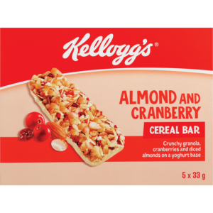 Kellogg's Almond & Cranberry Cereal Bar Box 5 x 33g