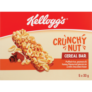 Kellogg's Crunchy Nut Cereal Bar Box 5 x 33g