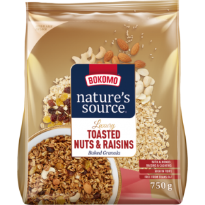 Bokomo Nature's Source Luxury Toasted Nuts & Raisins Baked Granola 750g