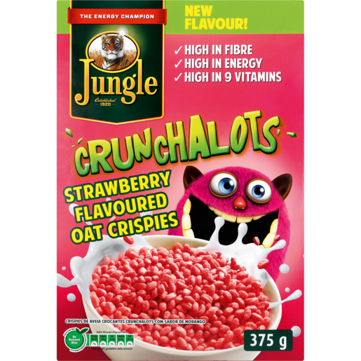 Jungle Crunchalots Strawberry Flavoured Oat Crispies Cereal 375g