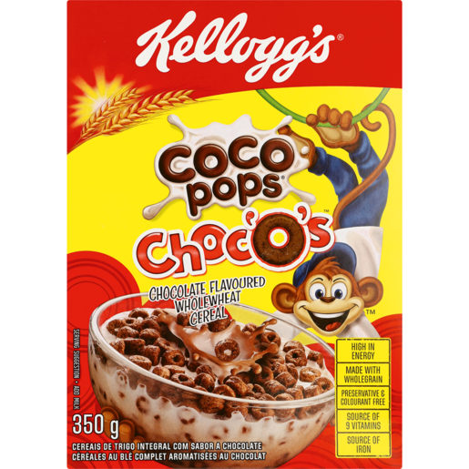 Kellogg's Coco-Pops Choc'O's Chocolate Flavoured Wholewheat Cereal 350g